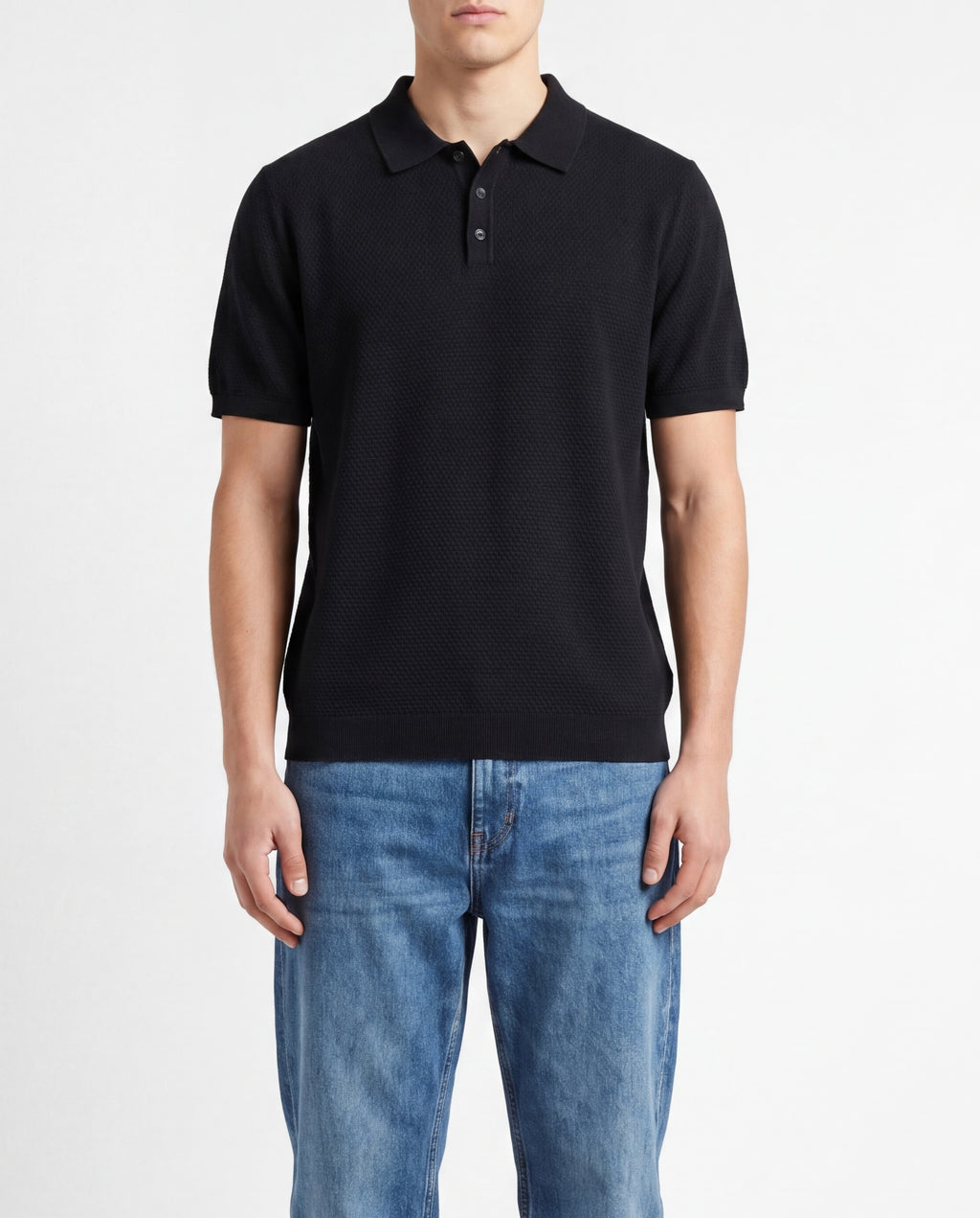 BLACK TEXTURE POLO