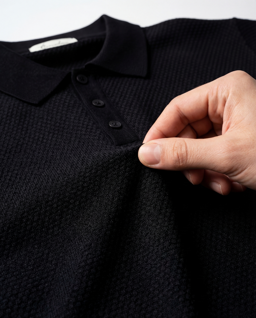 BLACK TEXTURE POLO