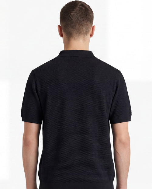 BLACK TEXTURE POLO