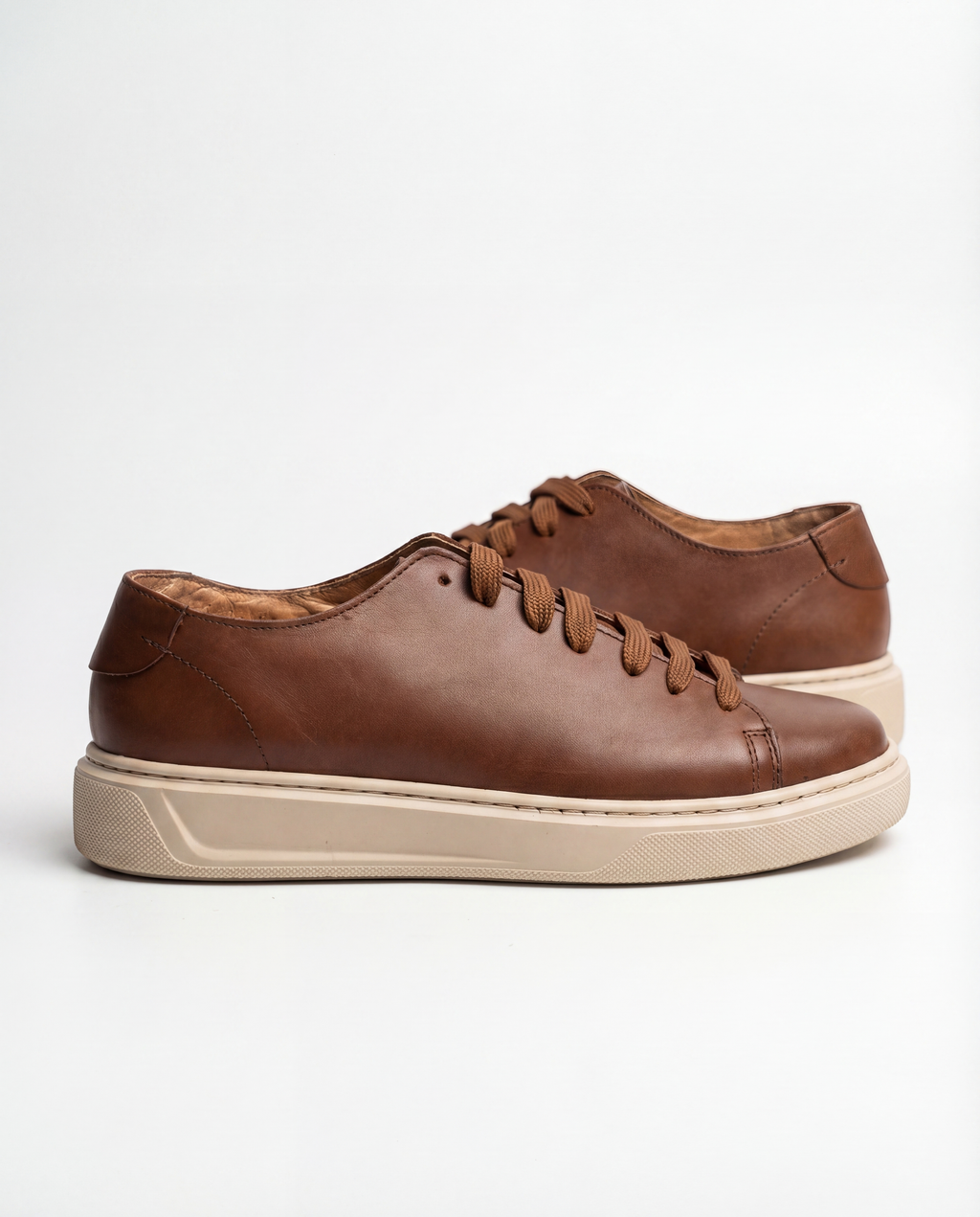 COGNAC LEATHER SNEAKERS