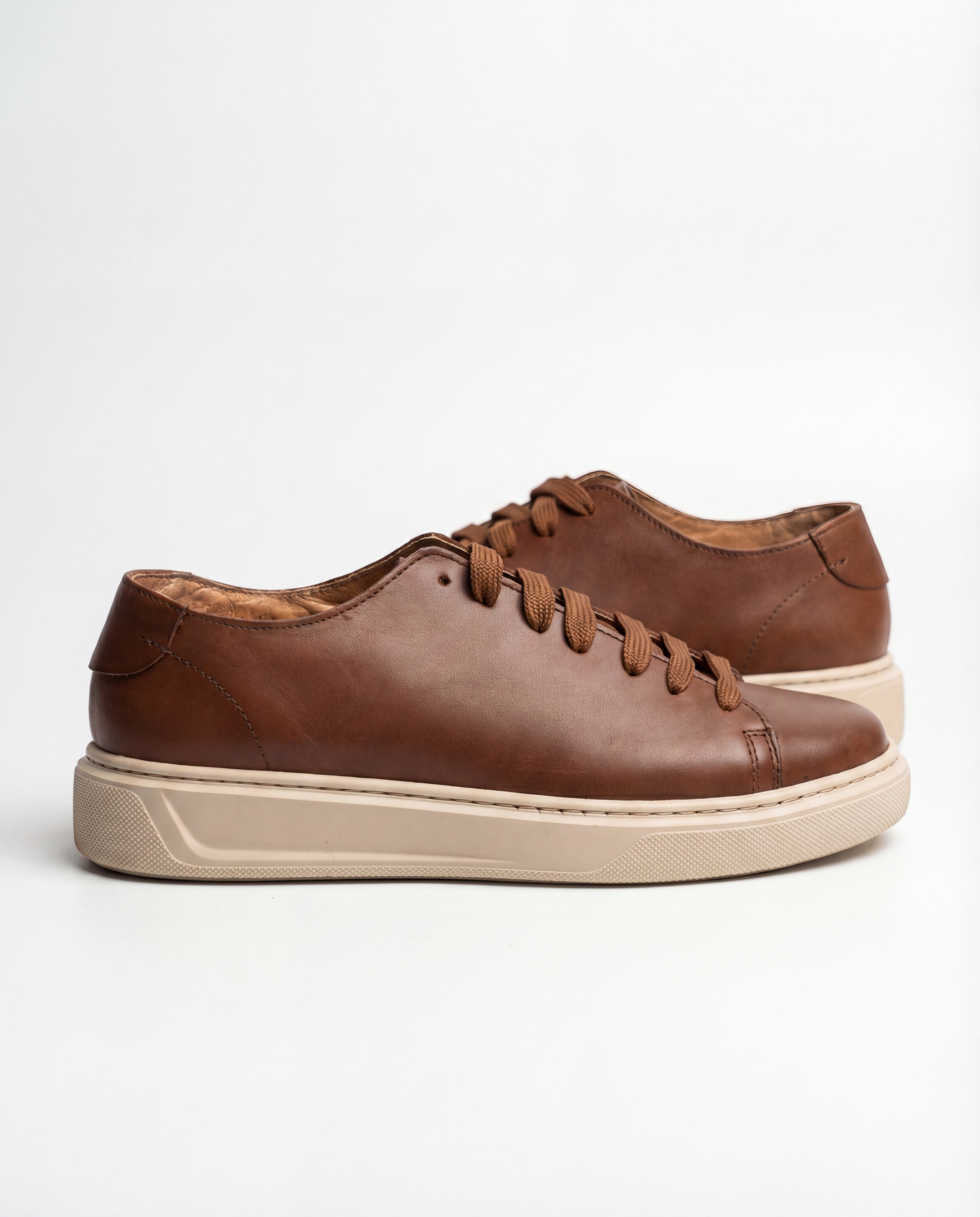 COGNAC LEATHER SNEAKERS