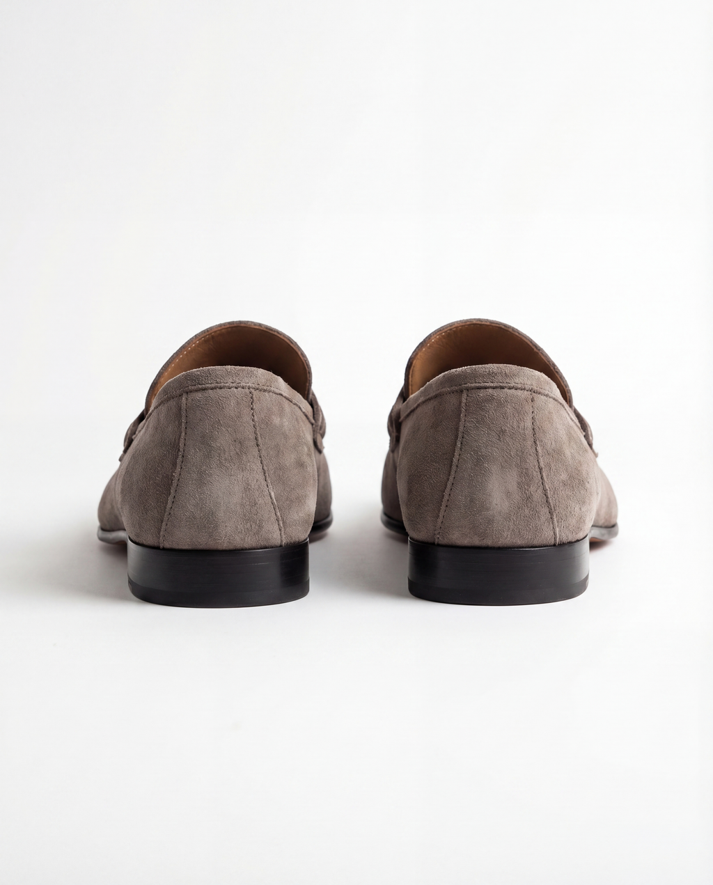 GREY SUEDE PENNY LOAFERS