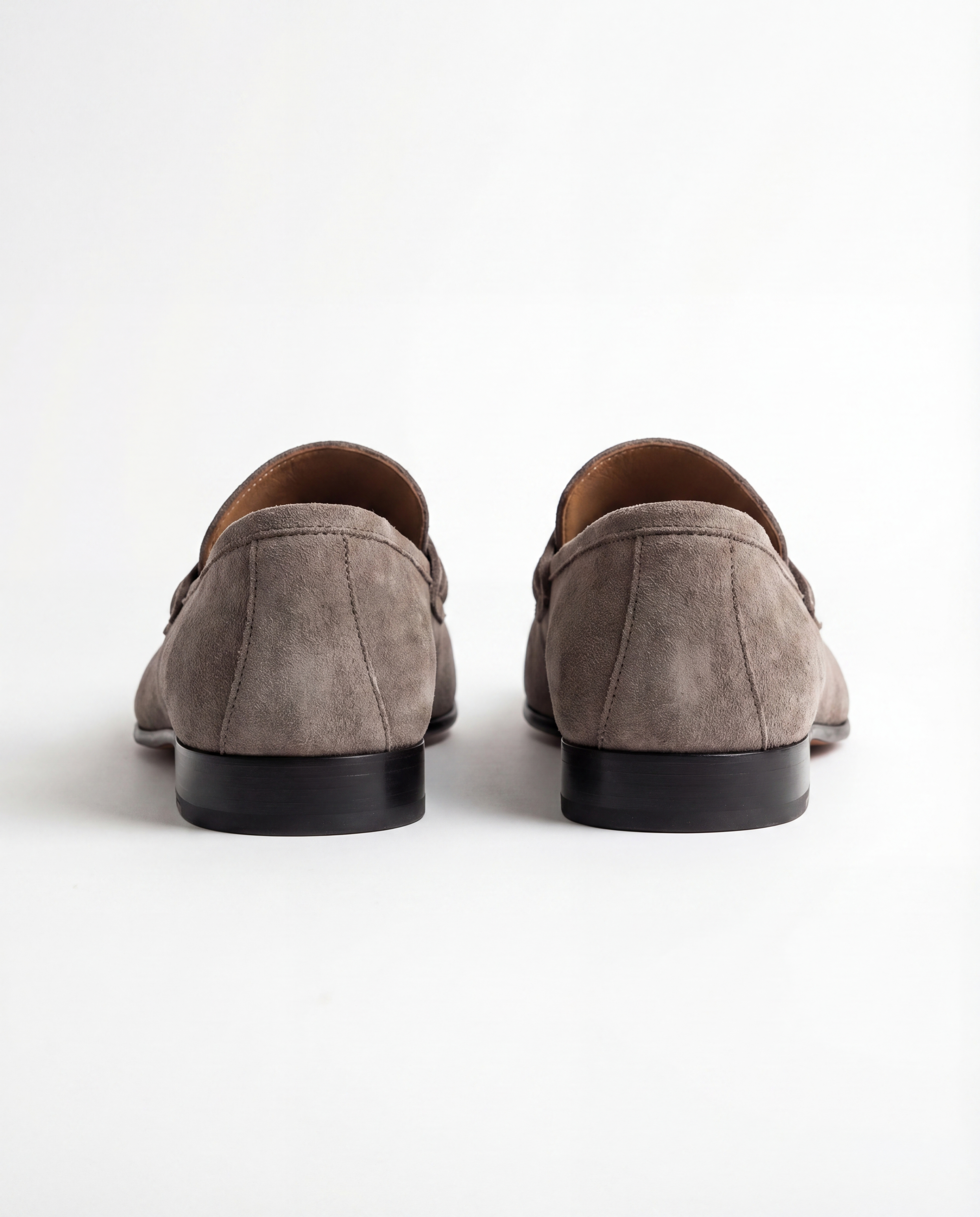 GREY SUEDE PENNY LOAFERS
