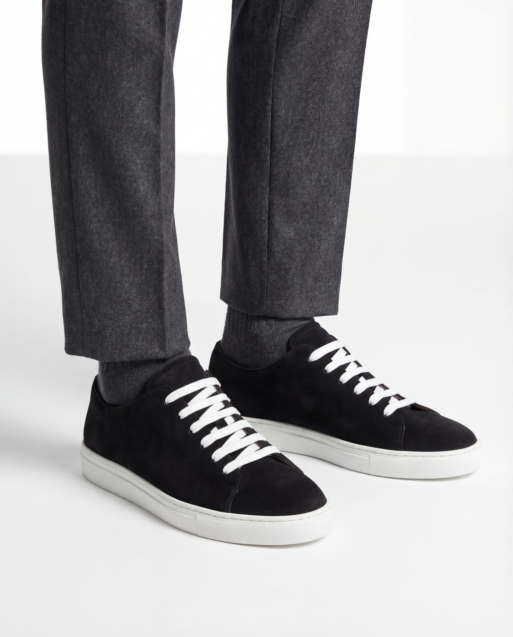 BLACK SUEDE CONTRAST SNEAKERS