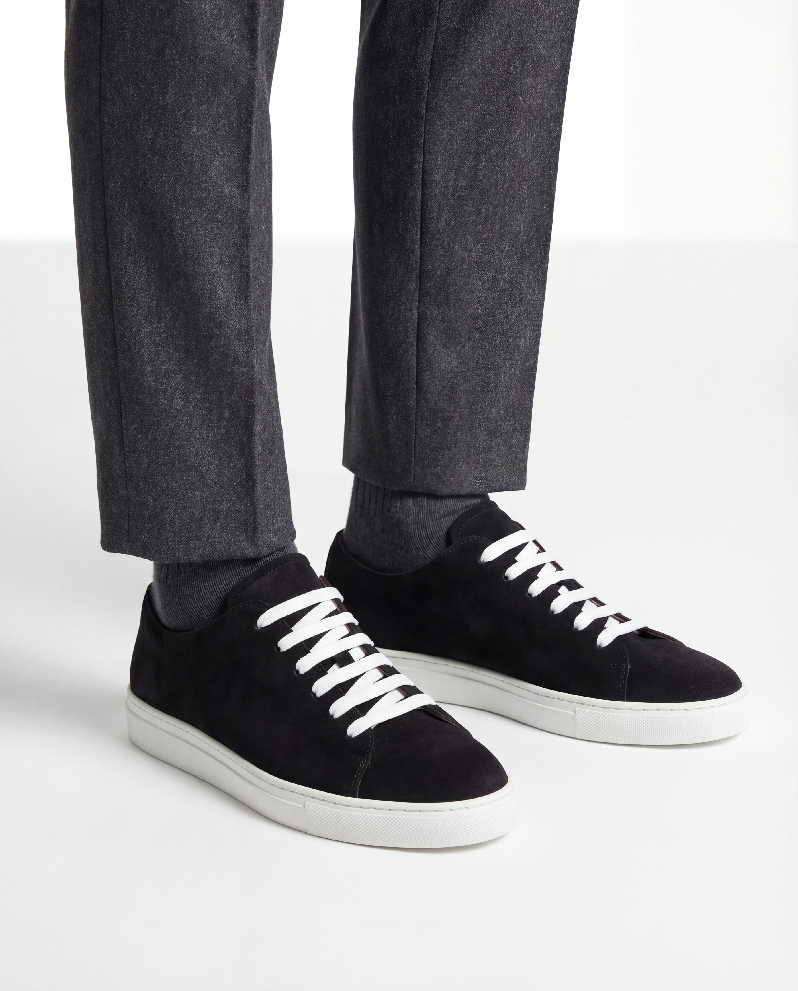 BLACK SUEDE CONTRAST SNEAKERS