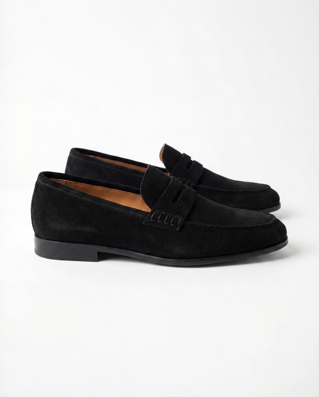 ONYX SUEDE PENNY LOAFERS