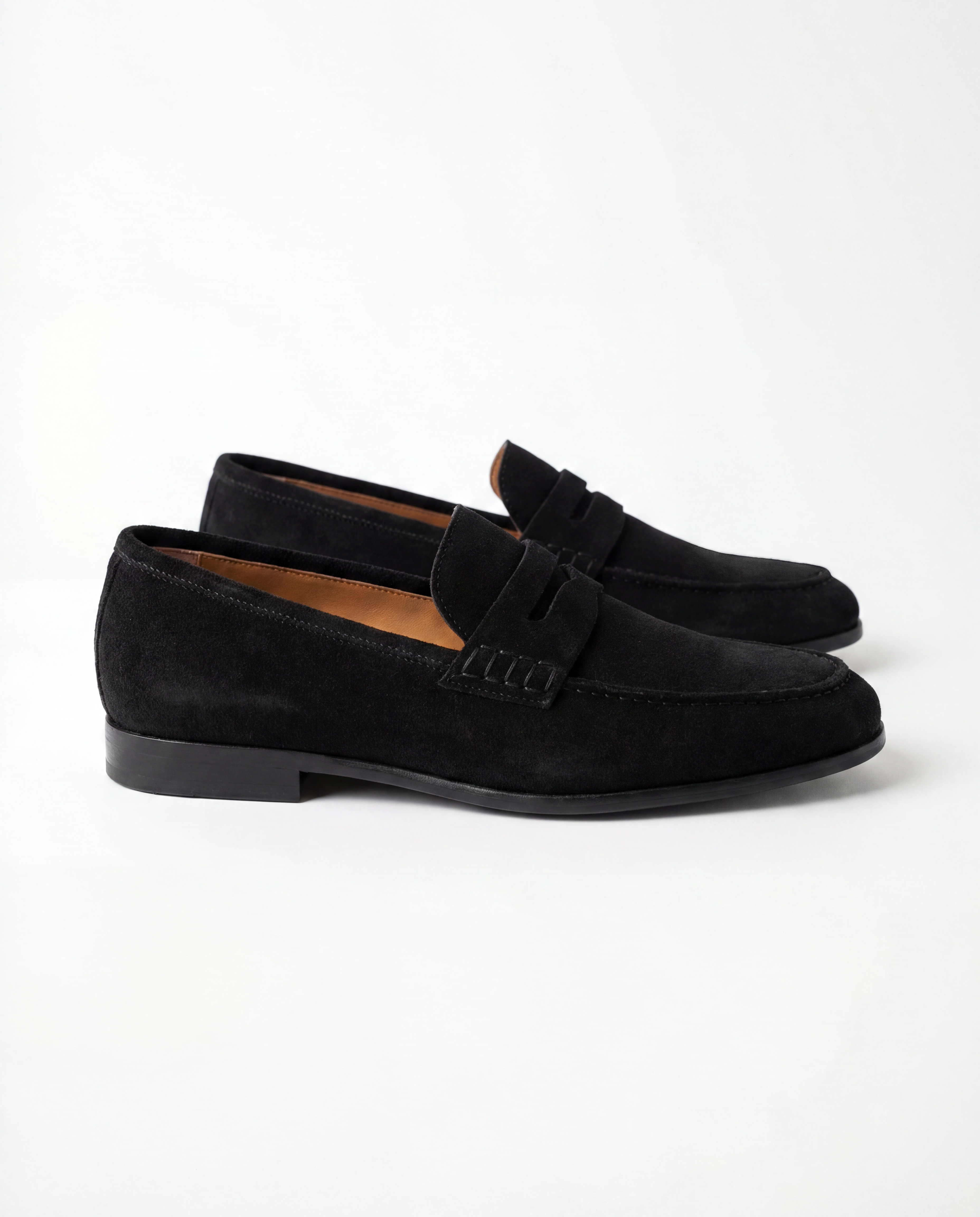 ONYX SUEDE PENNY LOAFERS